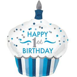 36 inch 1 st Birthday Cupcake Boy Super Shape fóliový balón