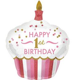 36 inch 1 st Birthday Cupcake Girl Super Shape fóliový balón